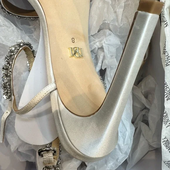 Badgley Mischka Silver Embellished Heels - Picture 4 of 6